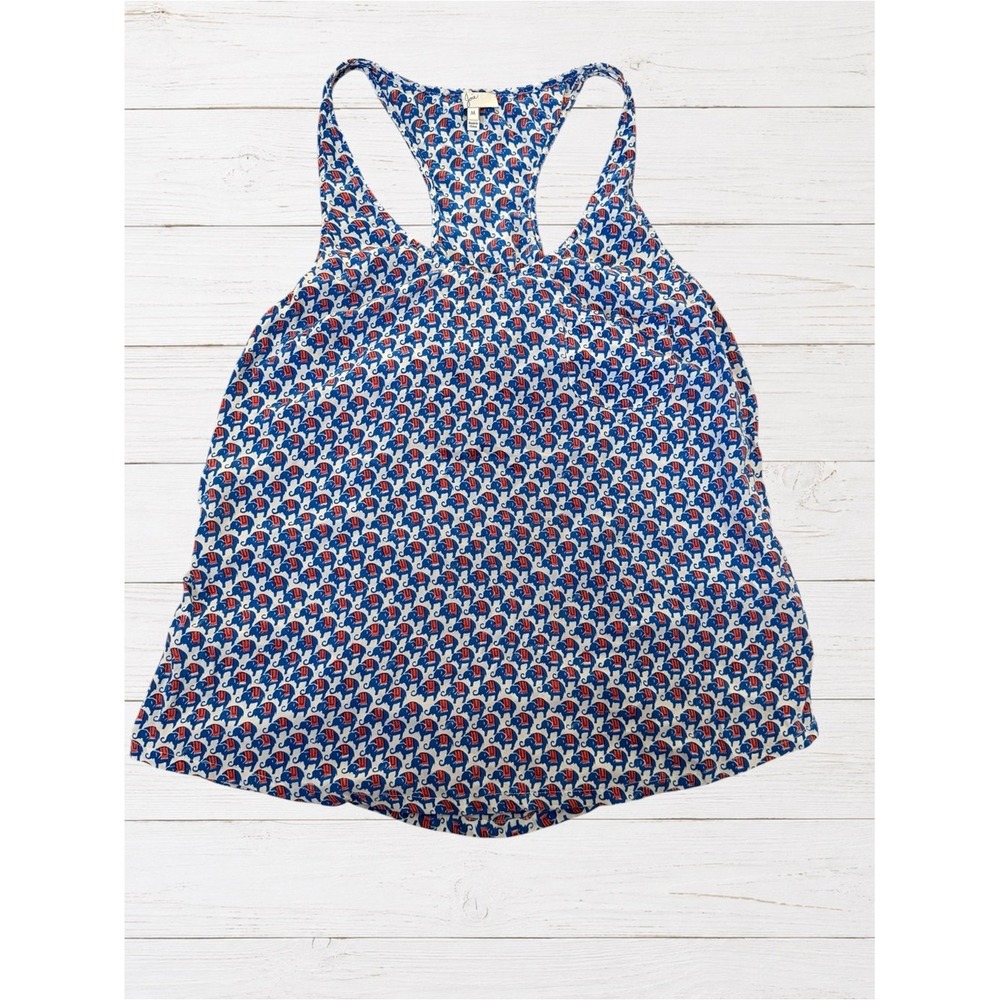 Joie 100% Silk Blue Animal Print Racerback Tank Top Medium Layering Boho
